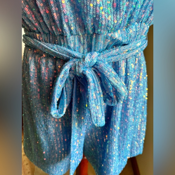 LIKLEY Layne Sequin Romper Arbl Blue size 10 - (NWT) - Picture 5 of 9